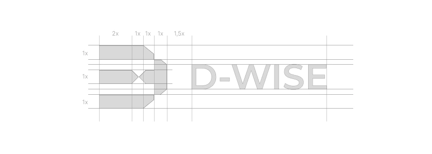 D-WISE — An earlier direction that wasn't chosen — logo construction — by Sofia Andreeva