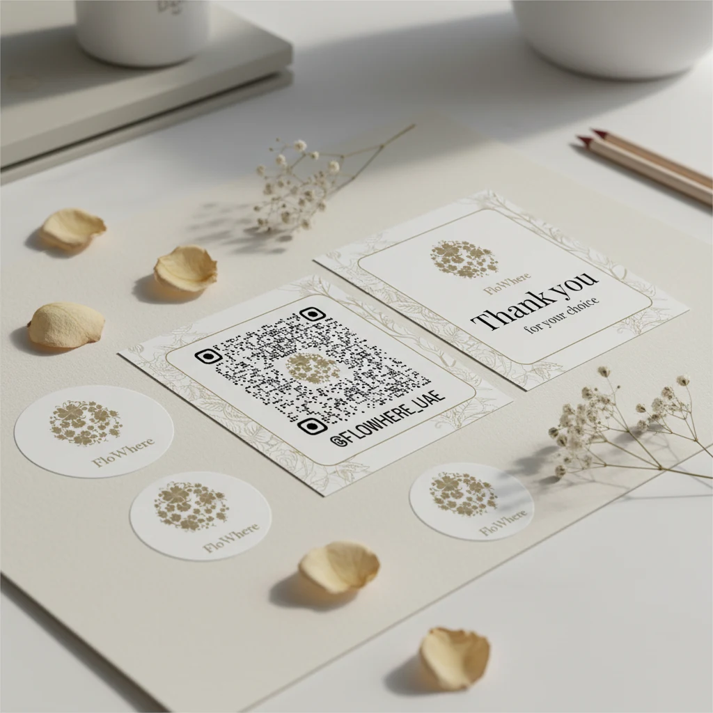 FloWhere — Mockups of the first sticker collection using the original logo — by Sofia Andreeva