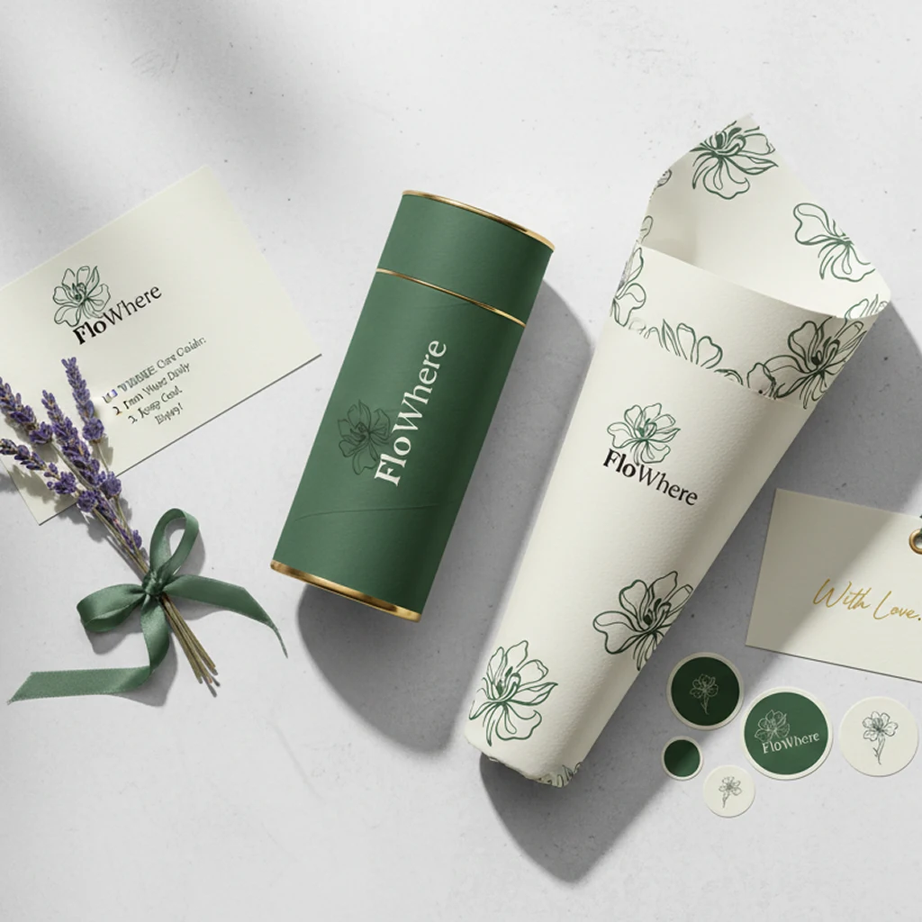 FloWhere — Branded collateral and presentation mockups — by Sofia Andreeva
