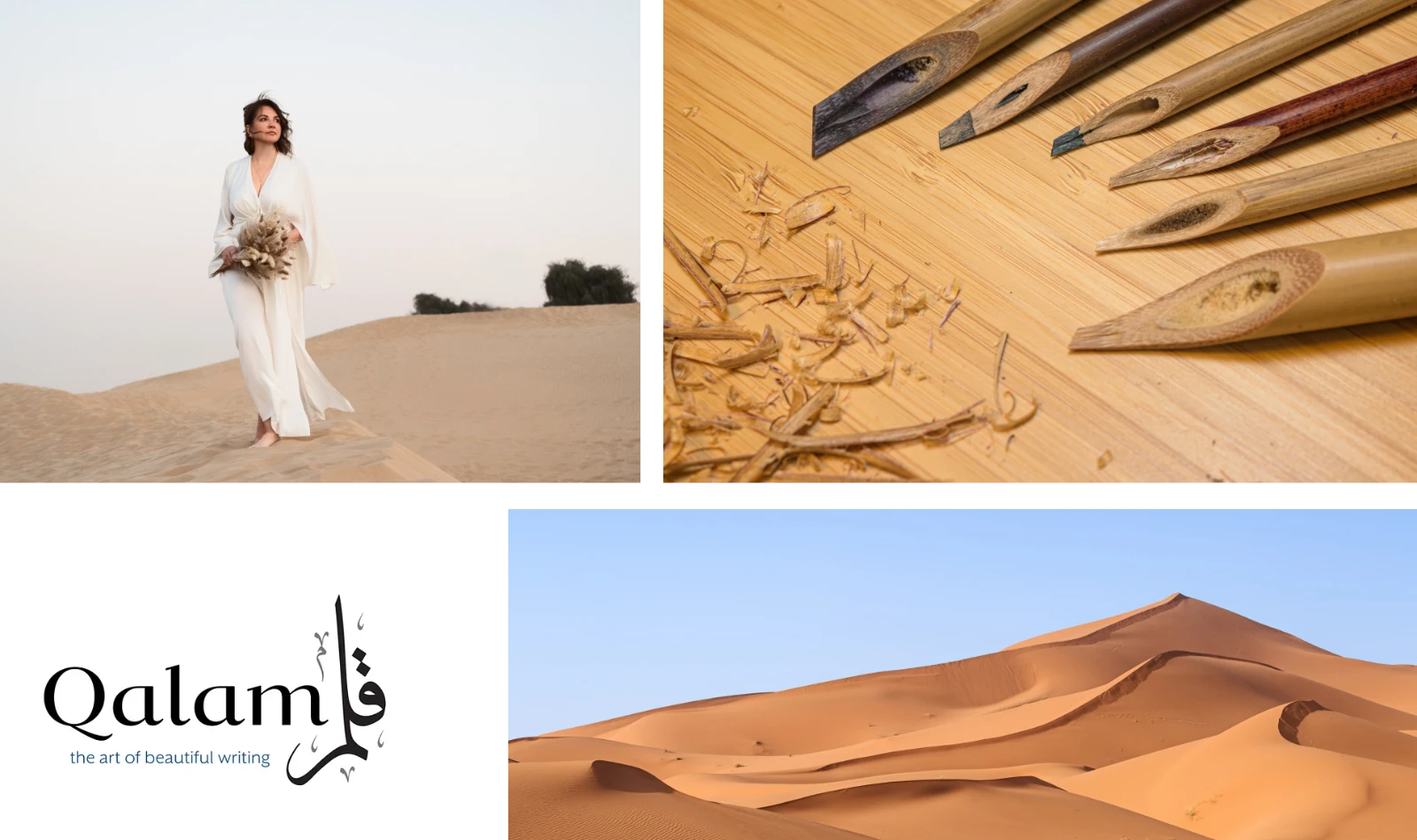 Golden Dunes — Concept board featuring desert landscapes, dunes and Qalam symbolism — by Sofia Andreeva