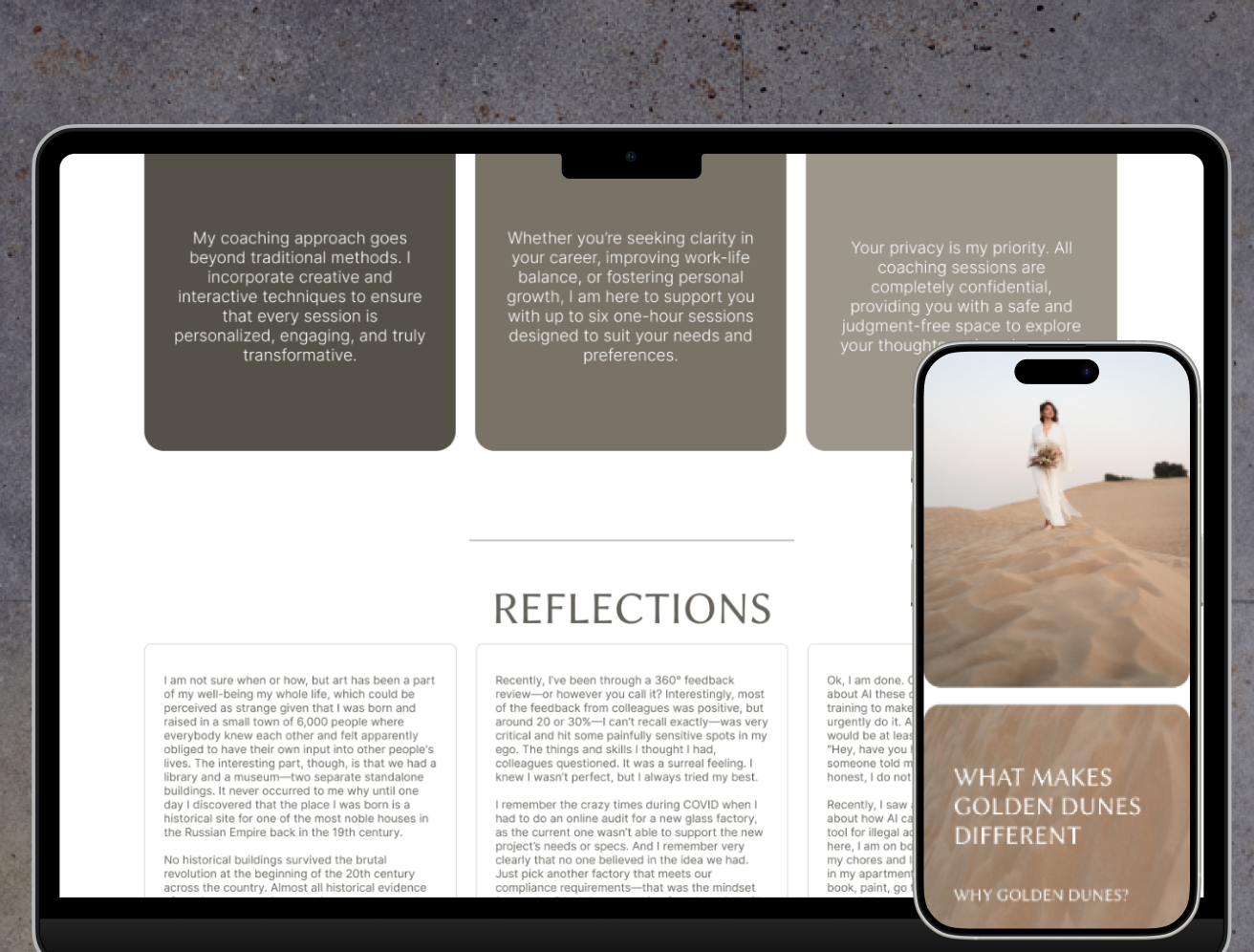 Golden Dunes — Key desktop layouts — by Sofia Andreeva